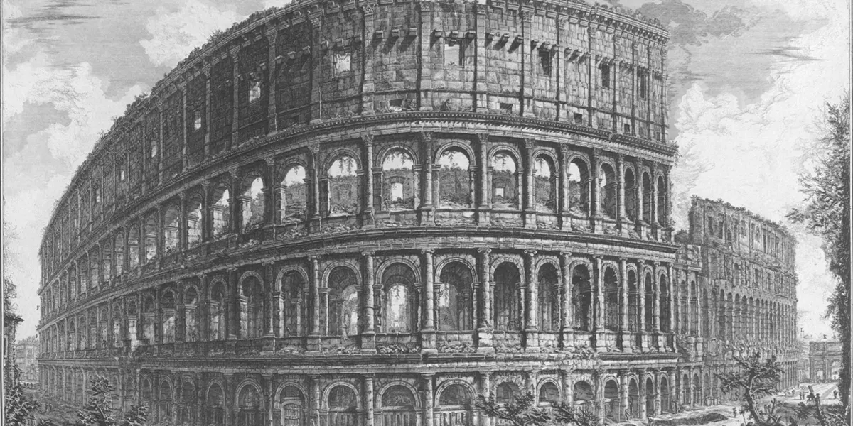 Giovanni Battista Piranesi, Il Colosseo, incisione, 1757. Immagine di dominio pubblico