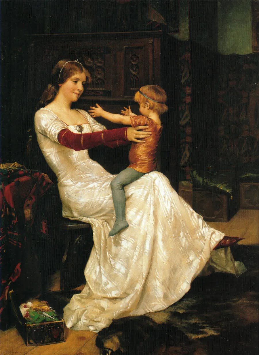 Albert Edelfelt's 1877 oil painting of Queen Blanche is in the Helsinki Ateneum. Public domain image