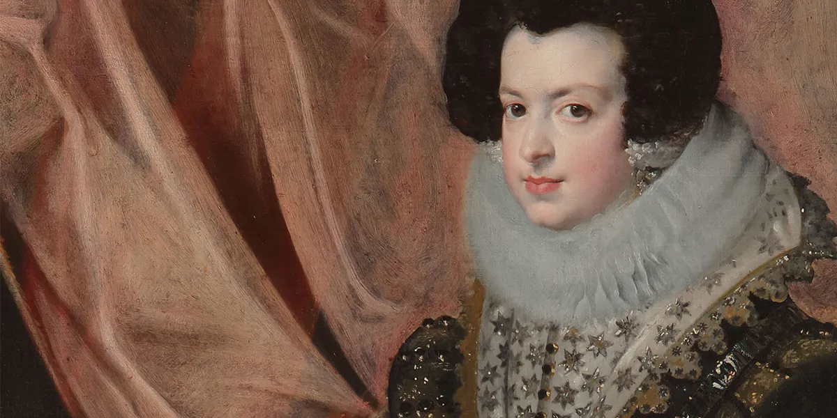 Diego Velázquez (1599-1660), Isabel de Borbón, 1620, olio su tela, altezza 200 cm, collezione privata. Immagine © Sotheby's (dettaglio)