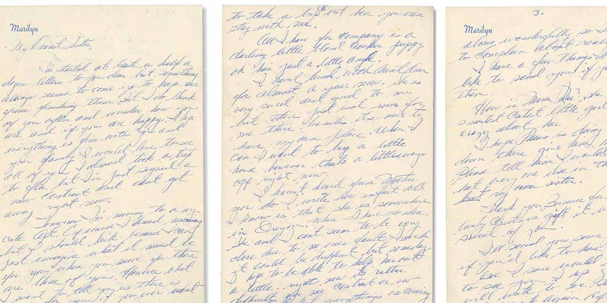 Significant Marilyn Monroe letter handwritten to Joe DiMaggio as