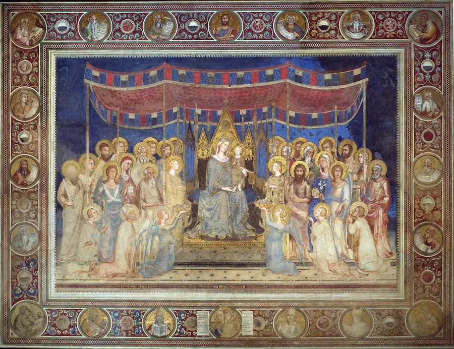 Simone Martini, Maestà, 1315-21, Fresco, Palazzo Pubblico, Siena. Image public domain
