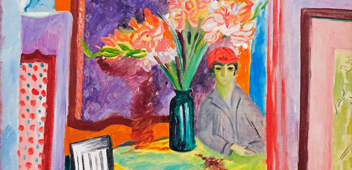 Sigrid Hjertén (1885‑1948), 'Den osynlige gästen', detaljbild. Foto: Uppsala Auktionskammare
