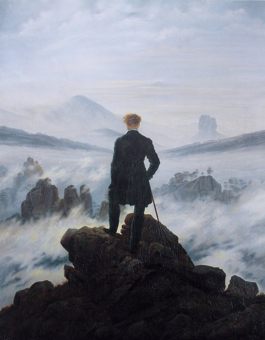 Caspar David Friedrich, The Wanderer above the Sea of ​​Fog, c. 1817, Hamburger Kunsthalle | Image via Wikipedia