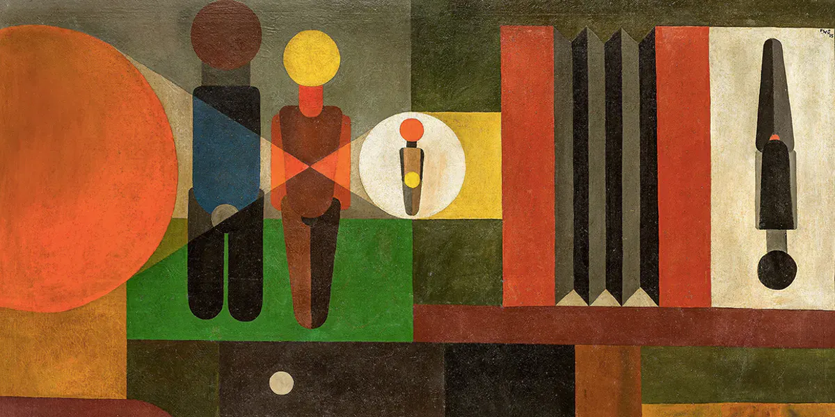 Franz Wilhelm Seiwert (1894 Cologne 1933), Mural for a Photographer, 1925, huile sur toile, 109,5 × 154,5 cm. Photo © Grisebach (détail)