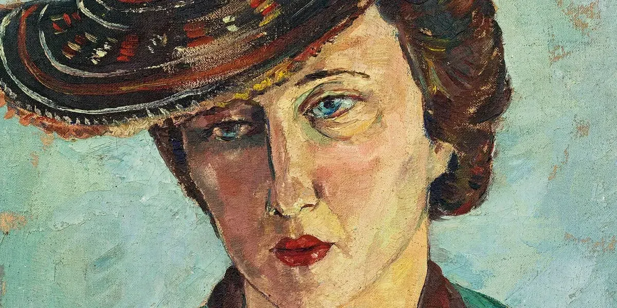 Irma Stern, Portrait of Freda Feldman in Basuto Hat (détail), signé et daté 1943, huile sur toile, image © Strauss & Co