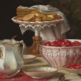 John F Francis, ‘Strawberries and Cakes’, olio su tela, 63.5 x 76.2 cm (dettaglio). Foto ©  Christie’s