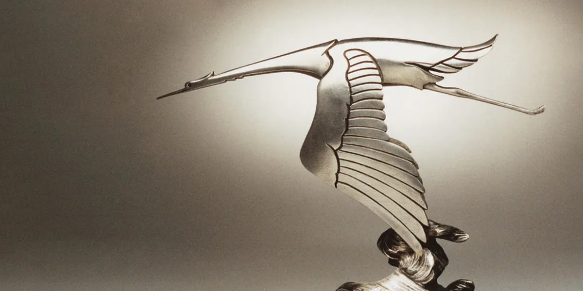 François Bazin, mascotte « La Cigogne volante » pour Hispano-Suiza, vers 1920, image © Bonhams