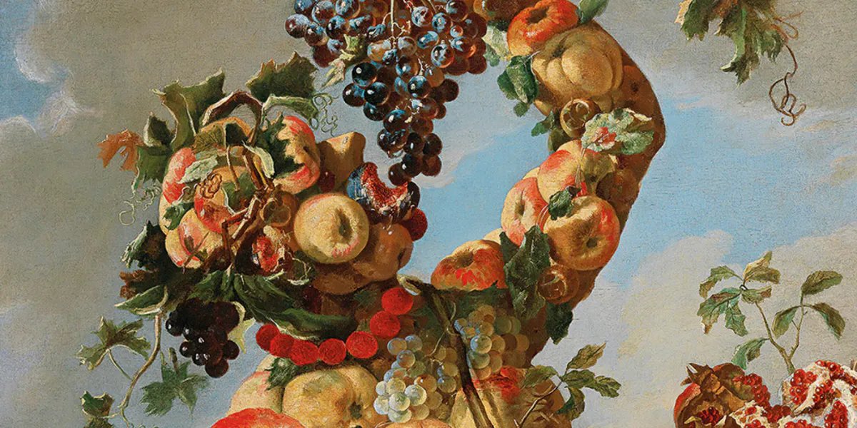 Giovanni Paolo Castelli, detto Lo Spadino Allegoria antropomorfa dell'autunno, olio su tela, 131 x 94 cm, foto di pubblico dominio (particolare)