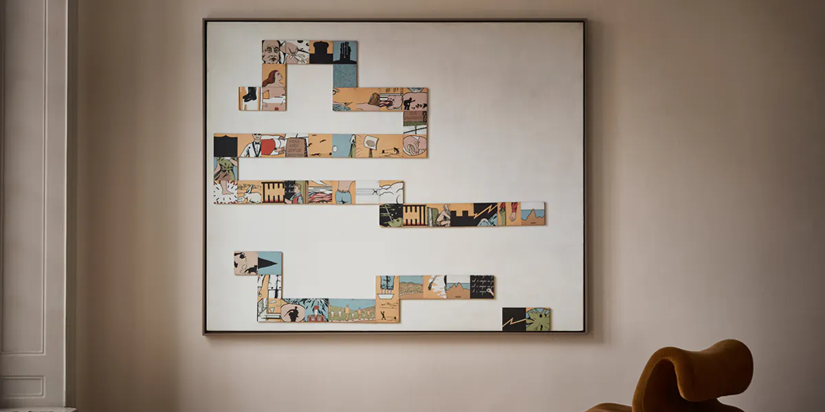 Öyvind Fahlström, Eddie in the Desert... Dominoes, 1966, tempera sur vinyle, collée sur plexiglas avec aimants amovibles, image © CFHILL