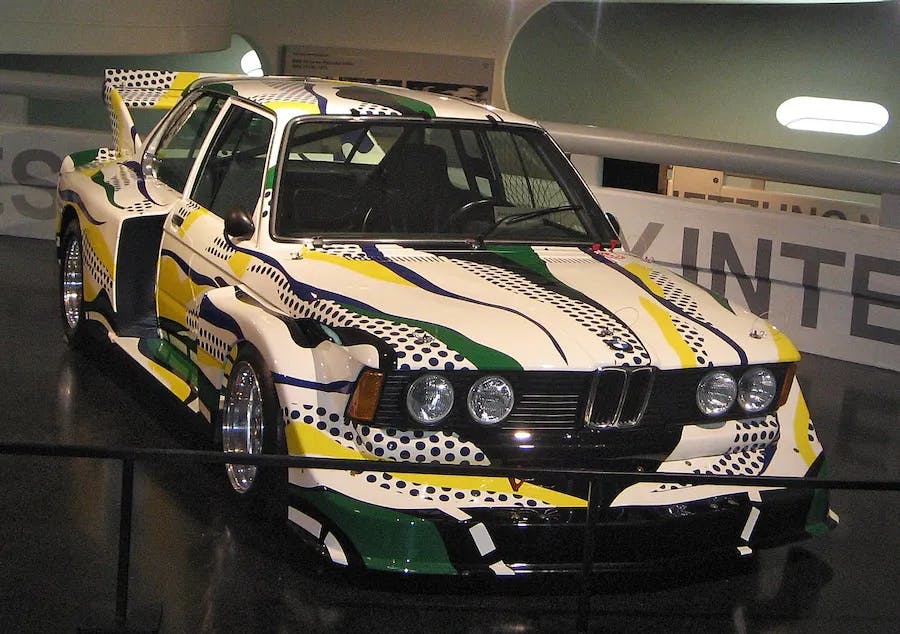BMW Art Car (BMW 320i Turbo) designed by Roy Lichtenstein at the BMW Museum in Munich. Creative Commons Attribution-Share Alike 3.0 License