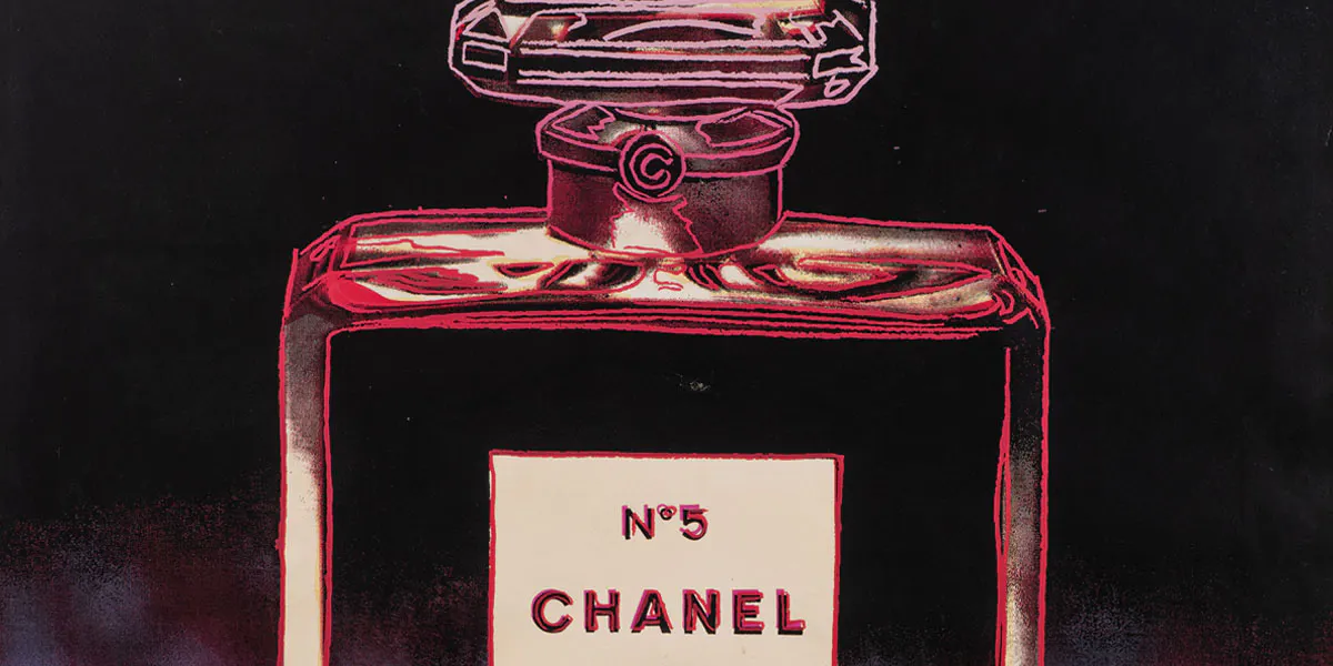 Andy Warhol, ‘Chanel’, 1985, färgserigrafi på papp, 96 x 96 cm (detalj). Foto © Wannenes