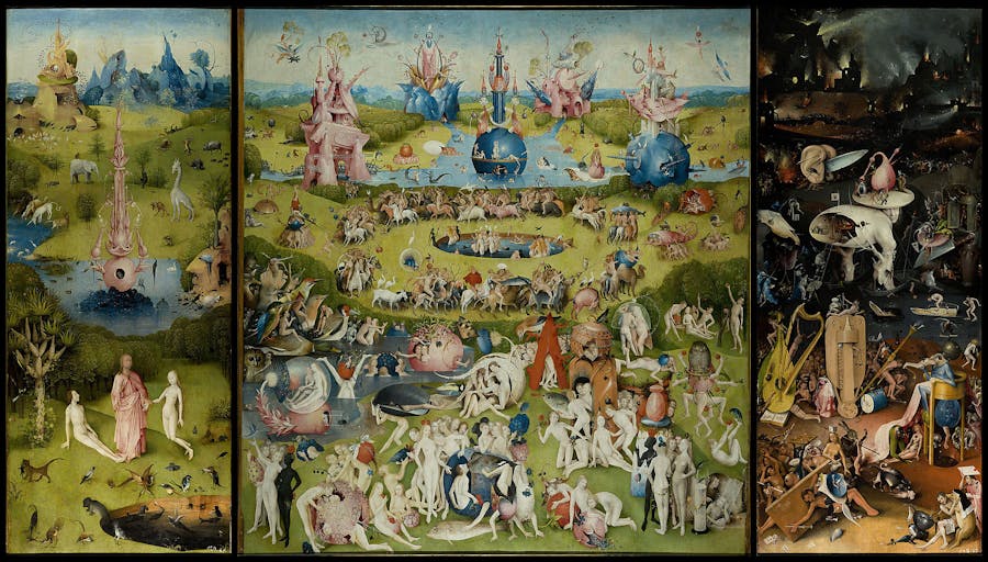 Hieronymus Bosch, The Garden of Earthly Delights, around 1500. Public domain image