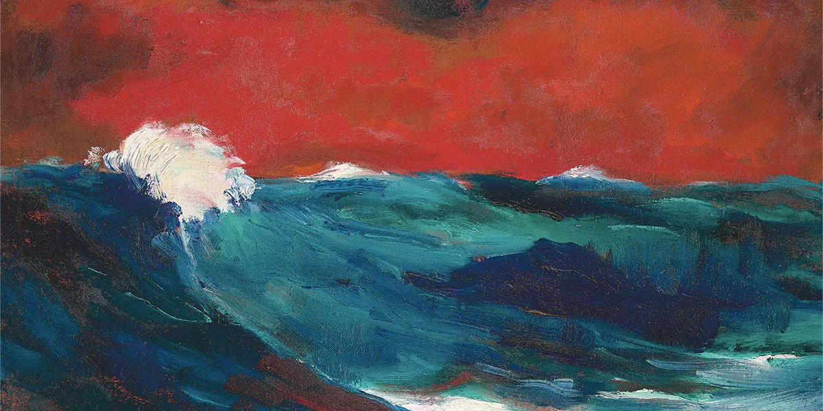 Emil Nolde (Nolde 1867 - 1956 Seebüll) "Meer (I)", 1947, olio / tela, 67,5 x 88 cm, con iscrizione, firma e titolo. Foto © Grisebach (dettaglio)