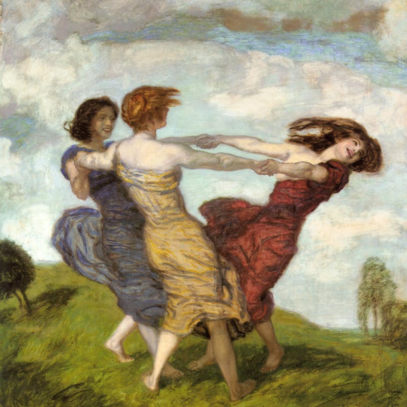 Franz von Stuck (1863-1928), The sounds of spring, 1910, oil on panel, 89 x 89 cm, private collection. Public domain image