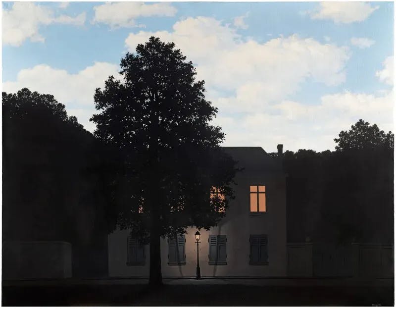 René Magritte (1898-1967), L'Empire des lumières, 1961, huile sur toile, 114,5 x 146 cm. Image © Sotheby's