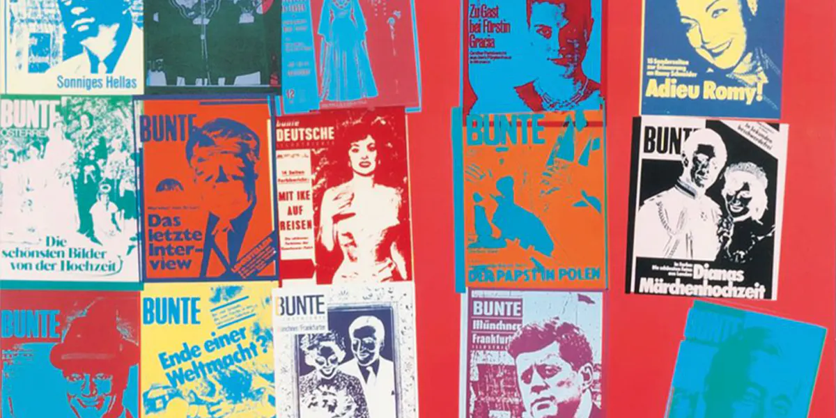 Andy Warhol (1928 Pittsburgh - 1987 New York), Magazine and History, 1983, mit Bleistift signiert, Farbsiebdruck und Offsetlithographie, num. 363/500, 85 x 70 cm. Foto © Auktionshaus Stahl (Detail)