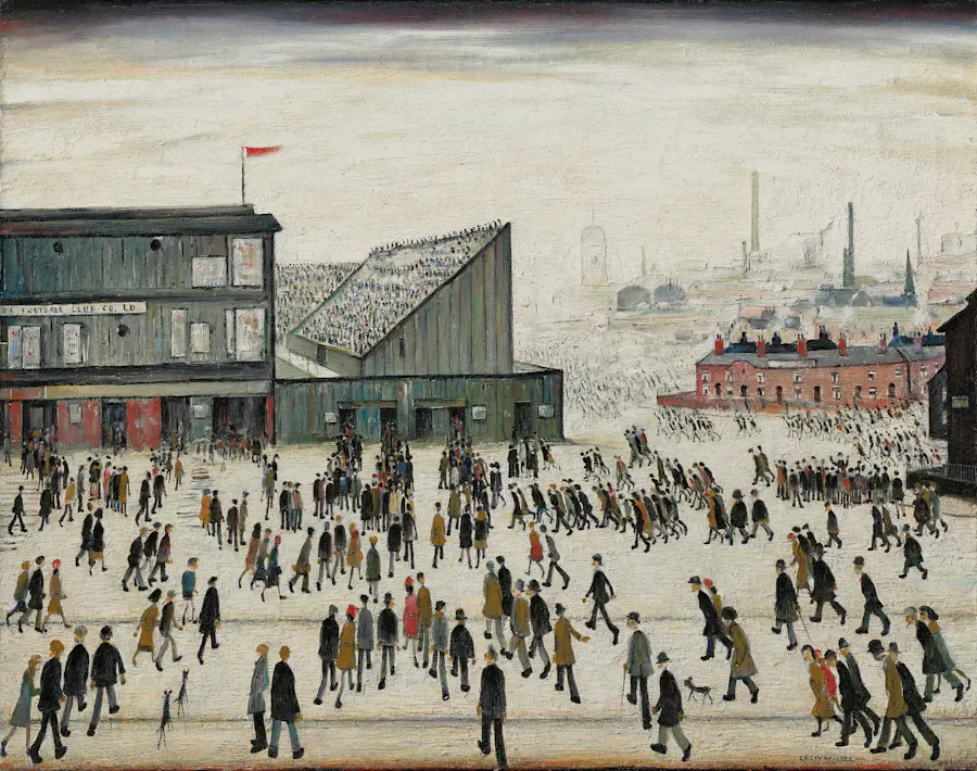 Laurence Stephen Lowry R.A. (1887-1976), Going to the Match, 1953, huile sur toile. Photo © Christie's