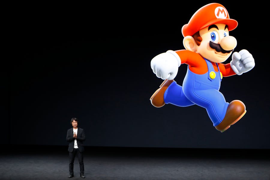 Shigeru Miyamoto, creative fellow at Nintendo and creator of Super Mario, speaks on stage during an Apple launch event on September 7, 2016 in San Francisco, California. Photo: Stephen Lam/Getty Images