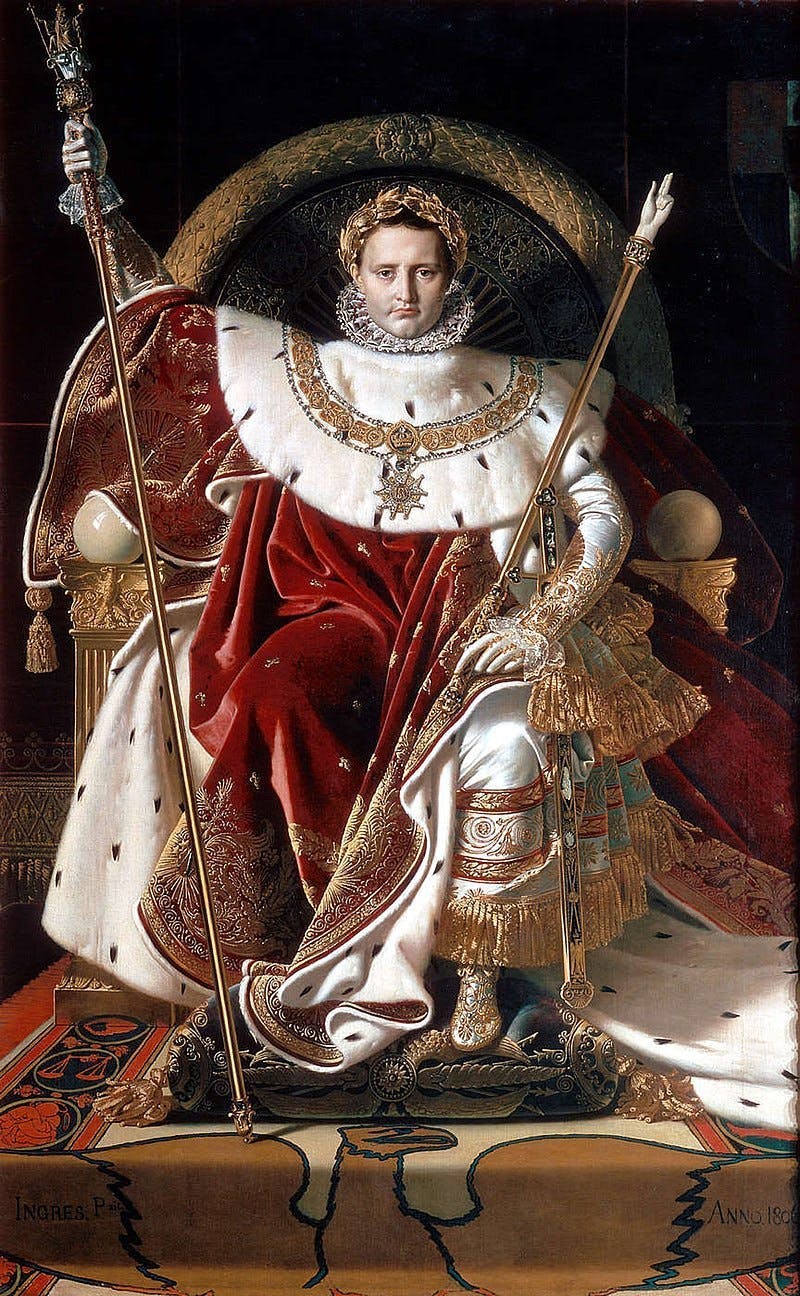 Jean-Auguste-Dominique Ingres, ‘Napoleon I on His Imperial Throne’, 1806, oil on canvas, 259 x 162 cm. Musée de l'Armée, Paris. Photo public domain 