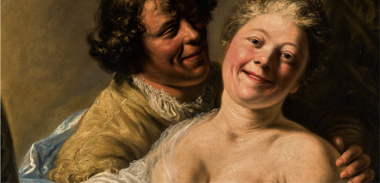 Jan Lievens (1607 Leiden - 1674 Amsterdam), Woman Embraced by a Man, modelled by the young Rembrandt, olja på duk, 1626–27. Foto: © Sotheby's (detalj)