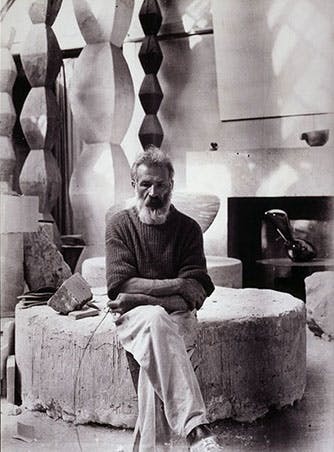 Brancusi in his studio. Image: Centre Pompidou