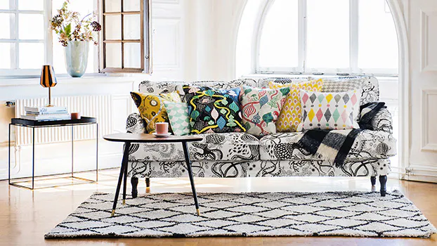 Ikea ”Stocksund" med överdrag från Bemz i tyget Aquatic av Littlephant