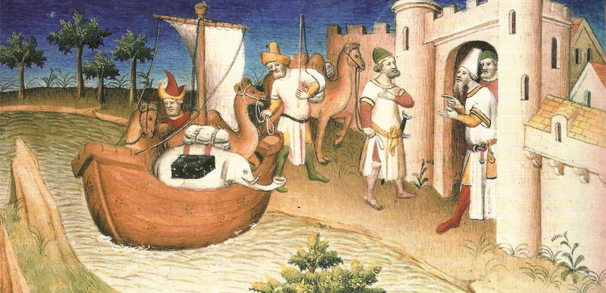 Abbildung aus "Il milione" ("Die Reisen des Marco Polo"), Ende 13. Jh. Foto gemeinfrei (Detail)