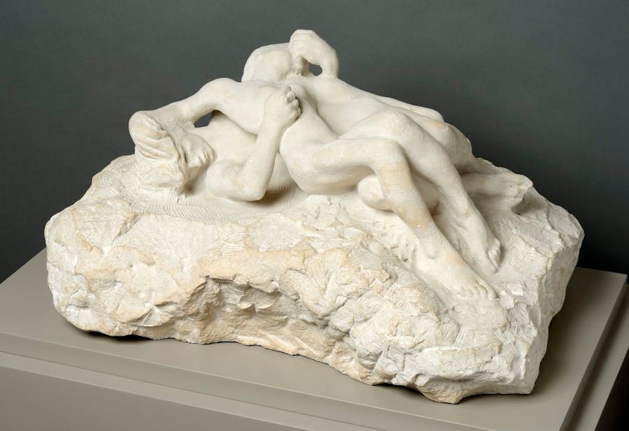 Auguste Rodin, Paolo and Francesca, sculpture in limestone, work belonging to the Musée des Beaux-Arts de Lyon Auguste Rodin. Photo in the public domain via Wikimedia Commons, Licence CC BY-SA 4.0