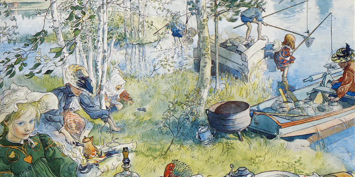 Carl Larsson, Kräftfångst (Krebsfang), 1895. Foto gemeinfrei (Detail)