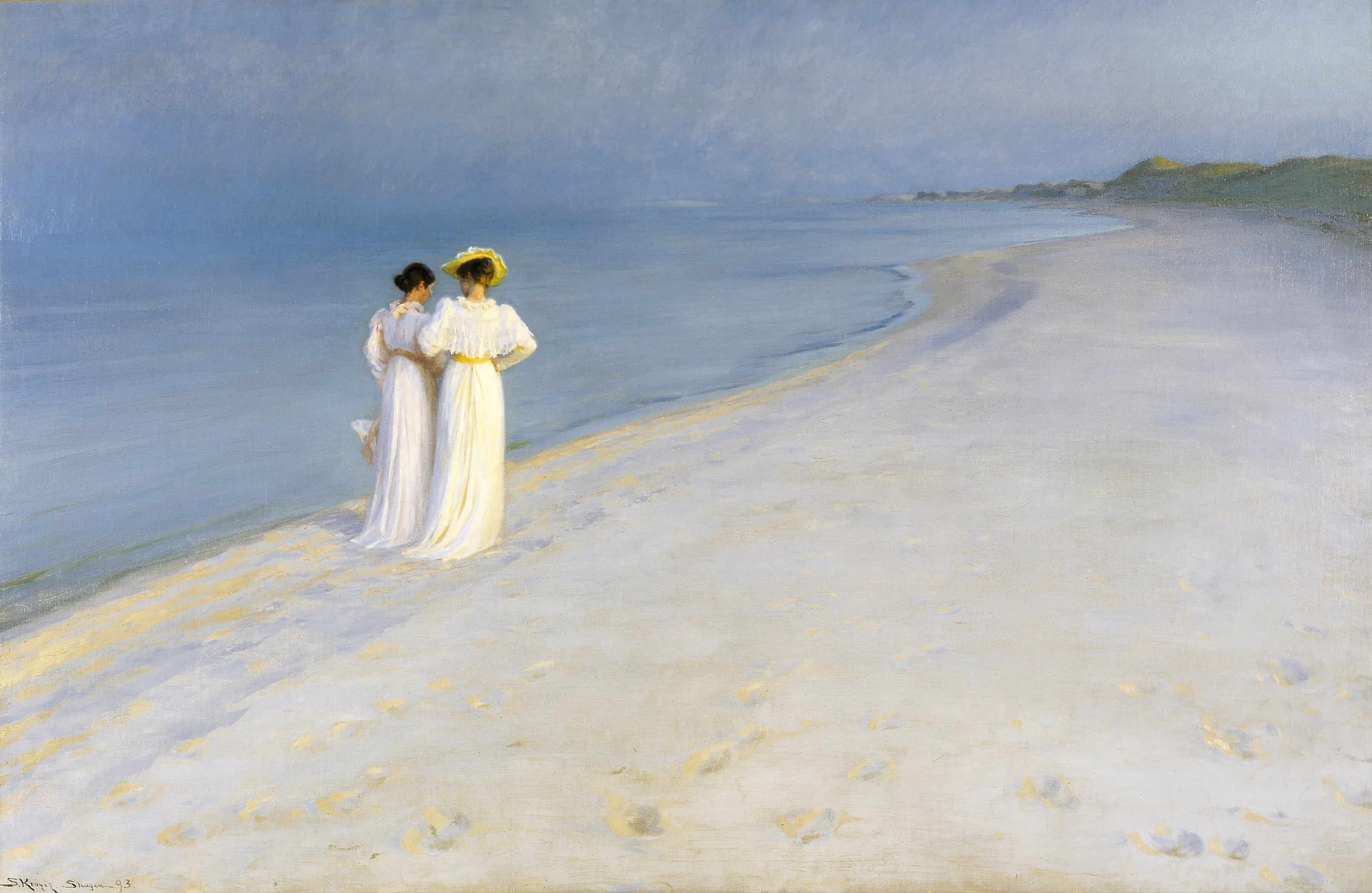 Den världsberömda bilden av Peder Severin Krøyer föreställande Anna Ancher och hans hustru Marie Krøyer på Skagens strand