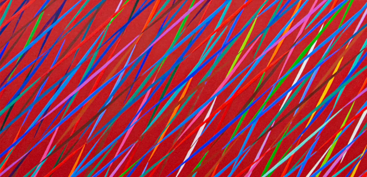 Piero Dorazio, FUGGENTI NUOVE I, 1997, 95x120cm (dettaglio). Foto: Viscontea