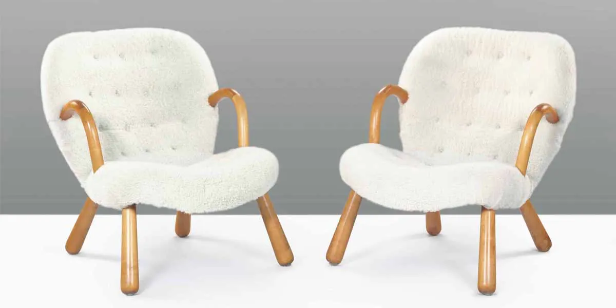 Philip Arctander, paire de « Clam Chairs », conçues en 1944, image © Christie's