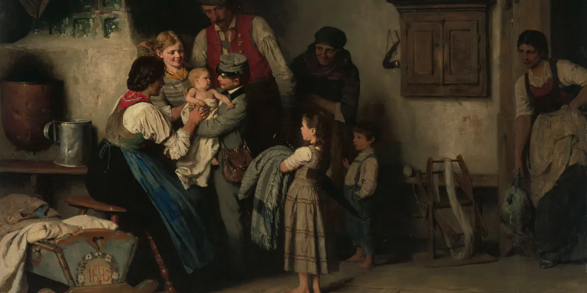 Franz Defregger (1835 Stronach - 1921 München),
Die Brüder, 1872, signiert, Öl/Lwd., 69,8 x 97 cm, gerahmt. Foto © Schuler Auktionen (Detail)