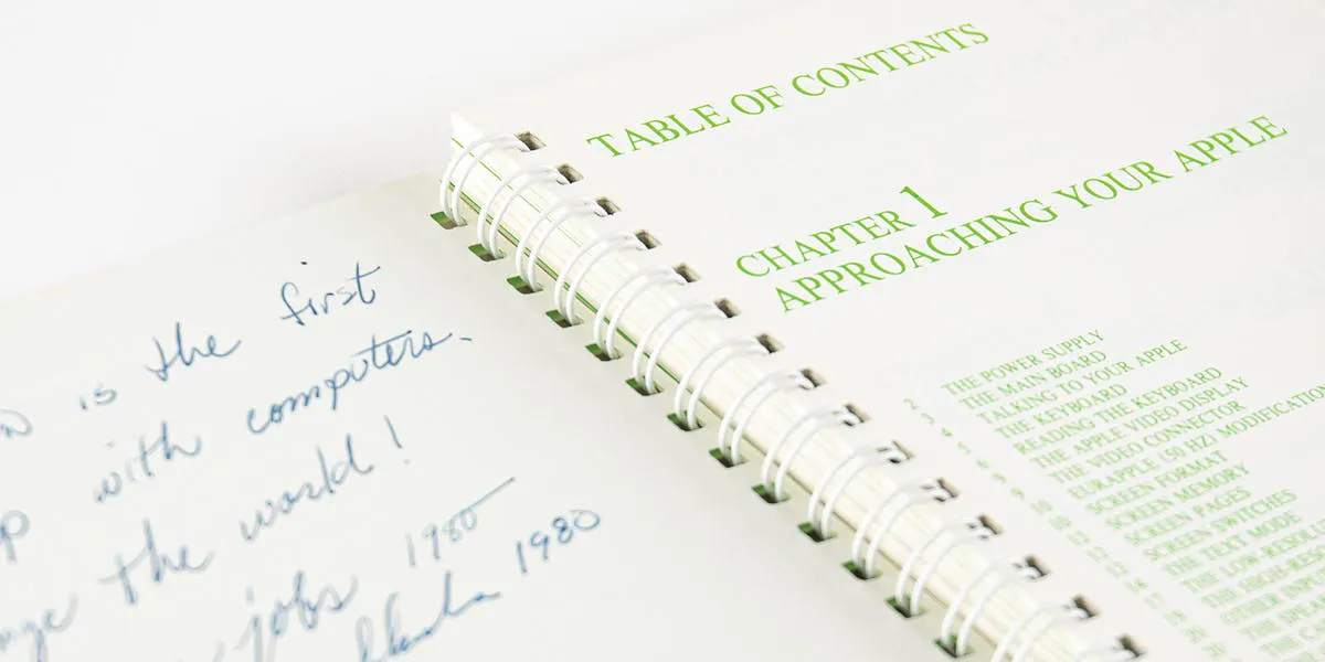 Rare Apple II manual, engraved and signed by Steve Jobs in 1980. Photo © RR Auctions 