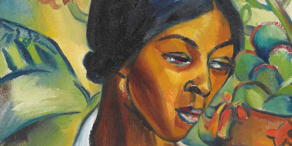 Irma Stern, Malay Woman, olio su tela, 58.4 x 43.2 cm. Immagine © Christie's (dettaglio)