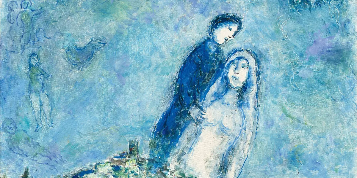 Marc Chagall (1887 Vitebsk-1985 Saint Paul de Vence), ‘Les fiancés aux anémones’ [detail], oil and tempera / Lwd., Signed, 1979 | Photo: © Grisebach