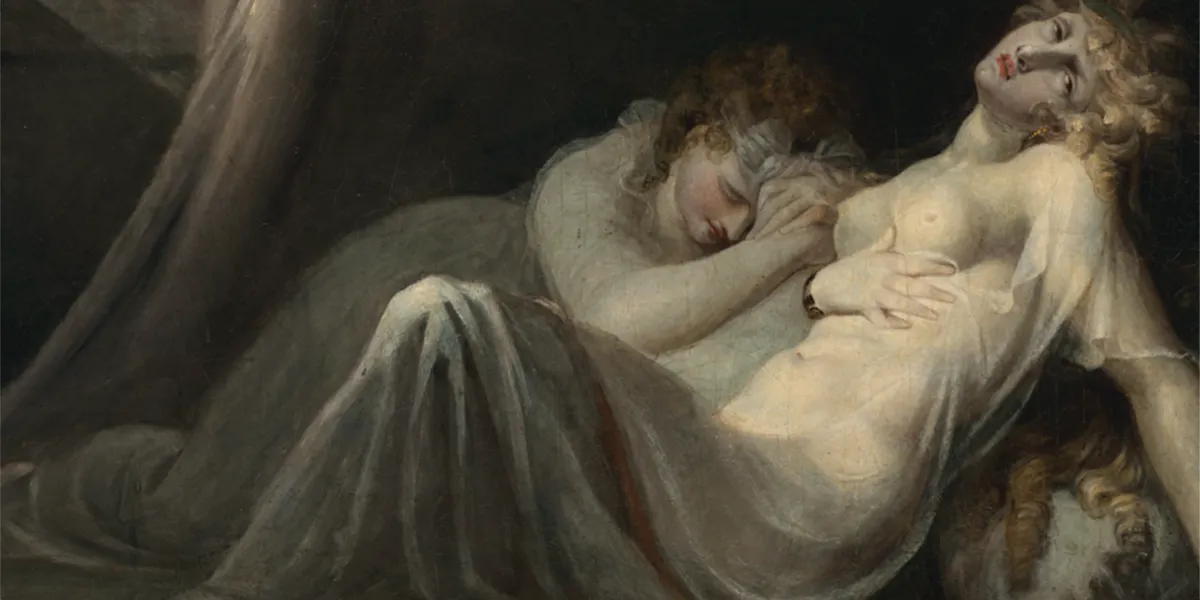 Johann Heinrich Füssli, L'incubo abbandona il giaciglio di due fanciulle dormienti, olio su tela, 86,4 x 110,5 cm, collezione privata. Foto © Christie's (dettaglio)