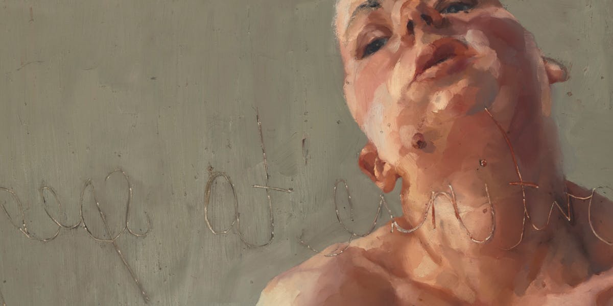 Jenny Saville (1970-), ‘Propped’ [DETAIL] (DETAIL), 1992, oil on canvas, 213.4 x 182.9 cm. Image via Sotheby’s.
