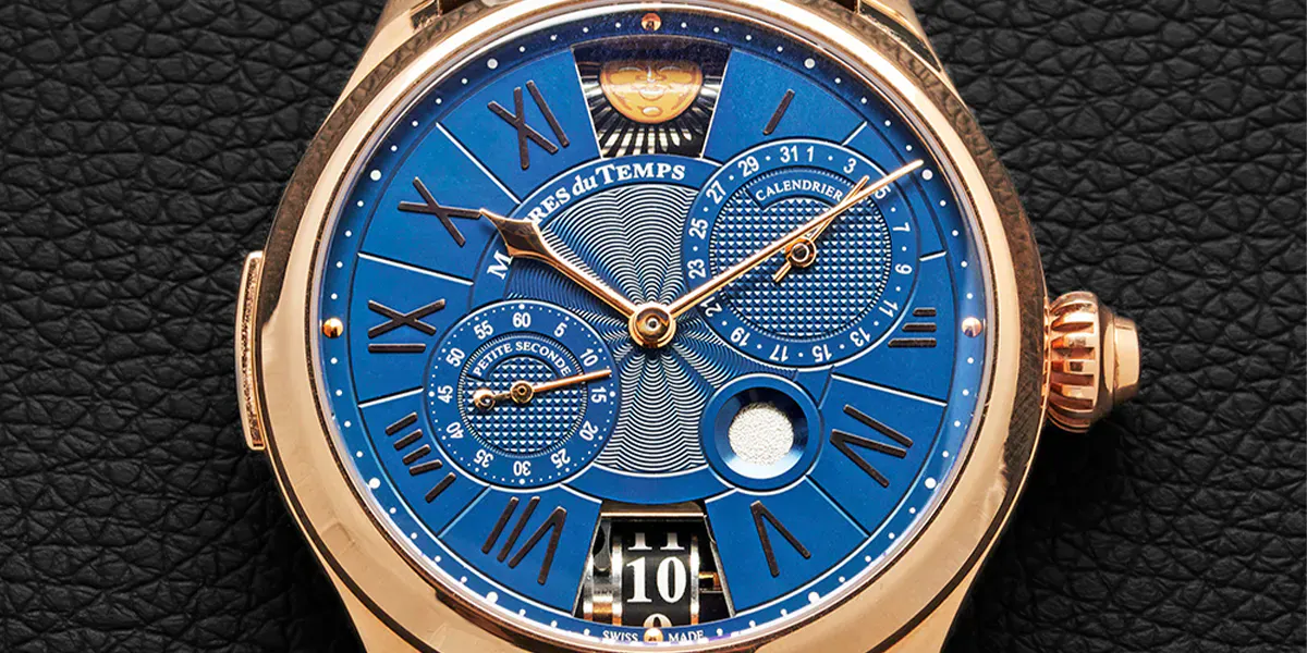 Maîtres du Temps "Chapter Three", Ref. C3R.55.00.115-C2, with rose gold case and dark blue alligator leather strap. Photo © Ineichen Auctioneers (detail)