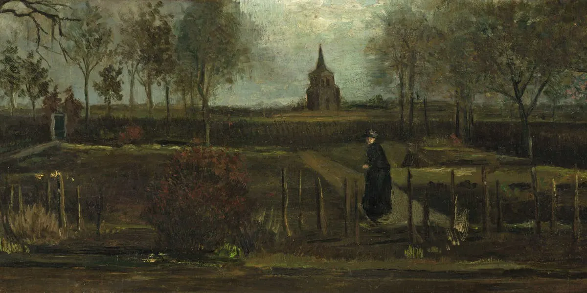 Vincent Van Gogh, Le jardin du presbytère de Nuenen au printemps (détail), 1884, huile sur papier sur bois, image CCØ