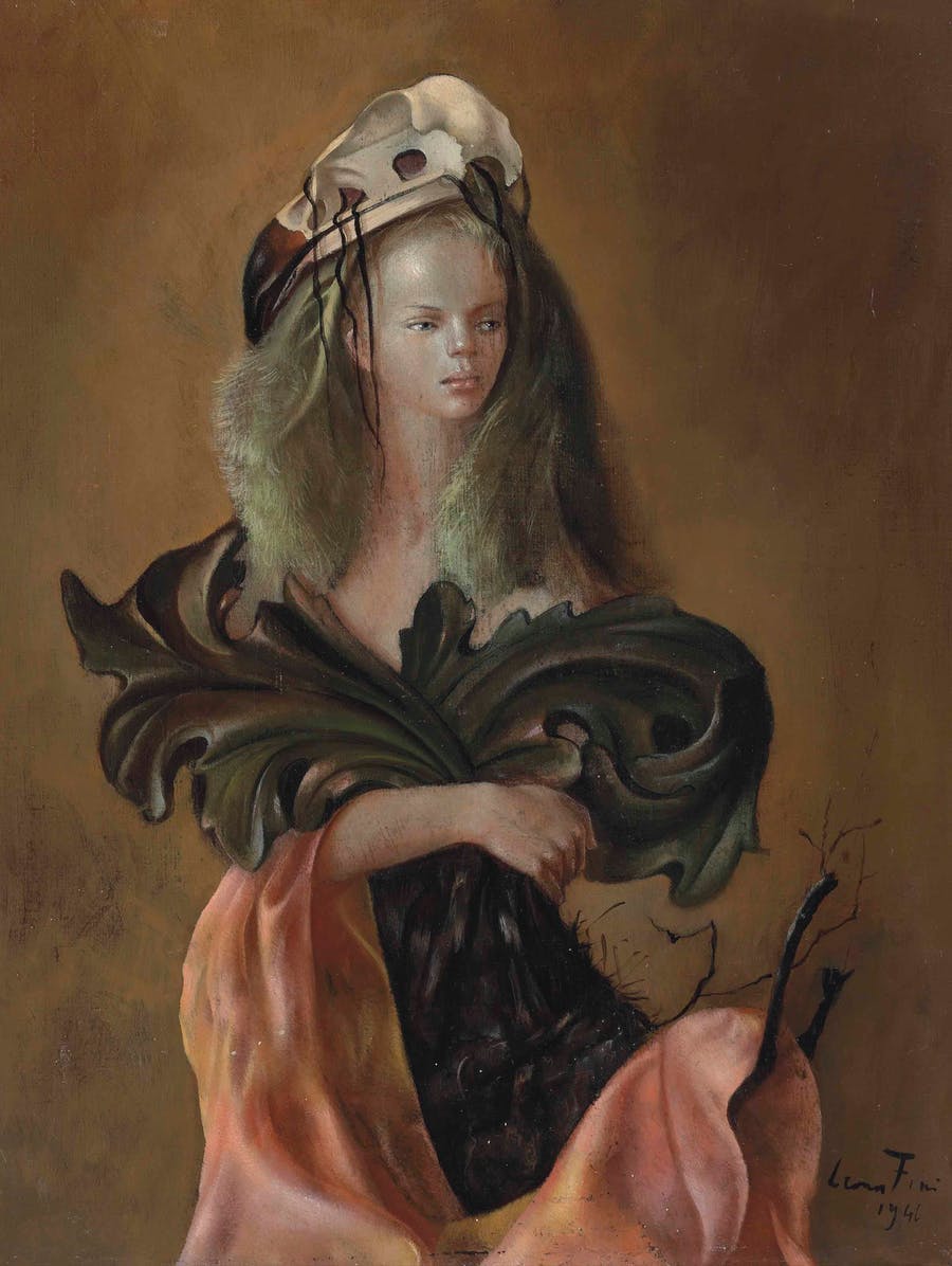 Leonor Fini, ‘Portrait of woman with acanthus leaves’, 1946, oil on canvas, image © Christie's