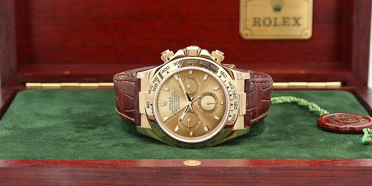Rolex Daytona Champagne Dial, ref. 116518, orologio da uomo, anni 2000. Foto © Catawiki (dettaglio)
