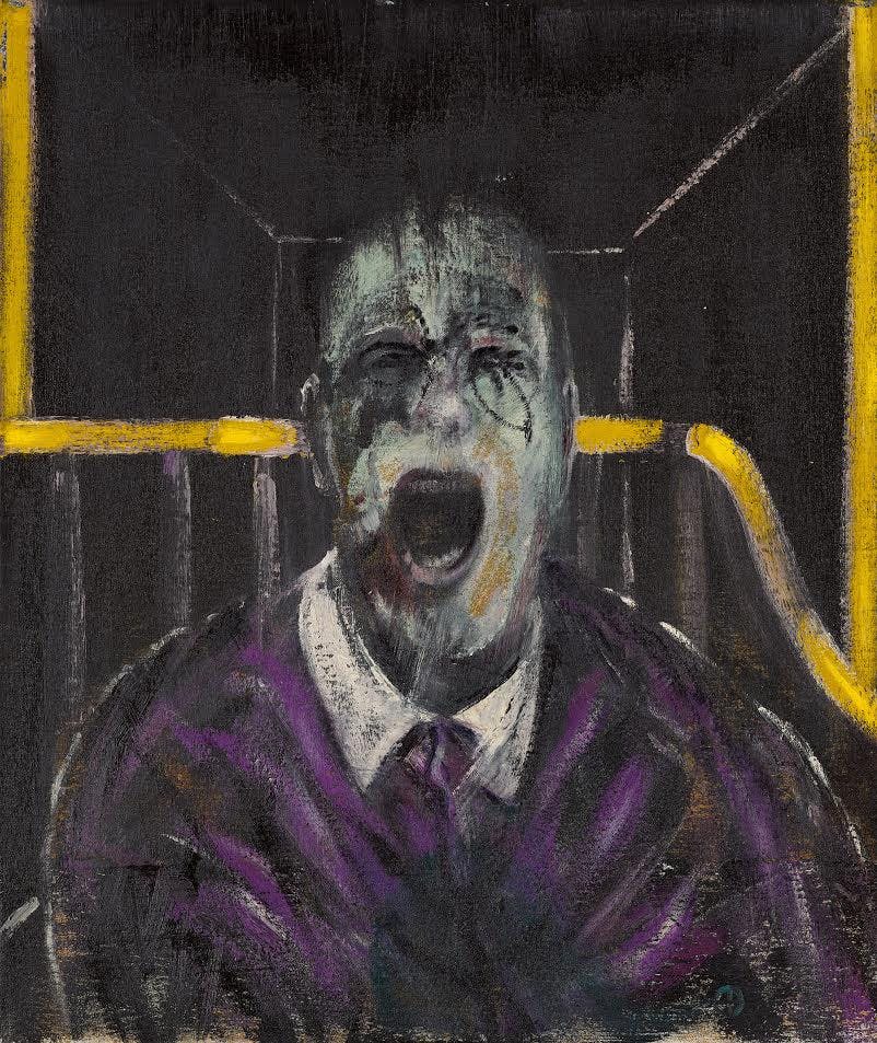 Study for a Head, Francis Bacon. 1952, oil and sand on canvas. Image: Sotheby's