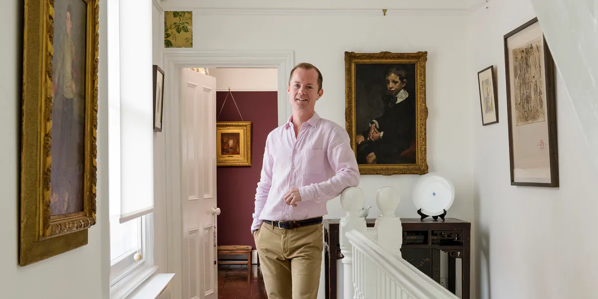 Henry Miller, owner and founder of Henry Miller Fine Art in his Walthamstow gallery space that doubles as his home. Photo: Henry Miller Fine Art