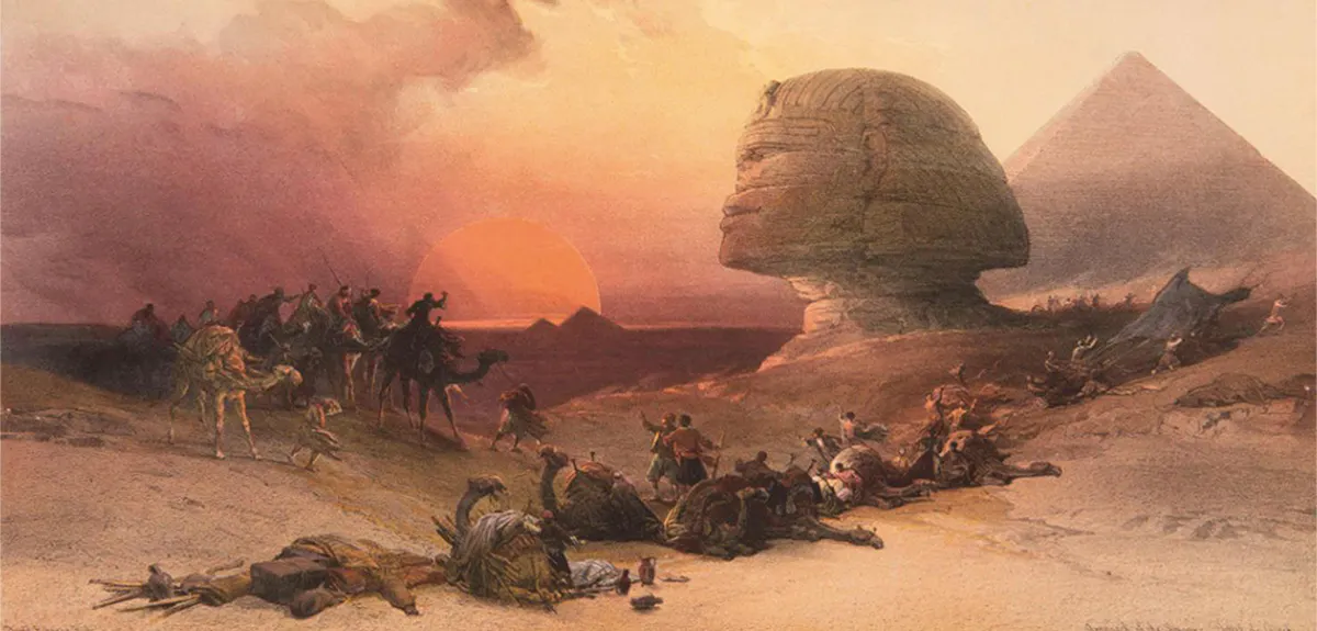 David Roberts (1796 Stockbridge - 1864 London), The Holy Land, Syria, Idurnea, Arabia, Egypt & Nubia, from Drawings made on the spot by David Roberts, with historical descriptions by G.Croly, lithographed by Louis Haghe, 6 Bde., London, G. Moon 1842-49 | Foto: © Kiefer Buch- und Kunstauktionen (Detail)