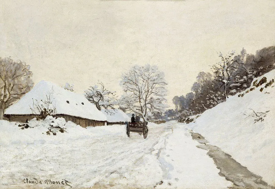 Claude Monet, La charrette. Route sous la neige à Honfleur, vers 1867, Musée d'Orsay, Paris, image CCØ  