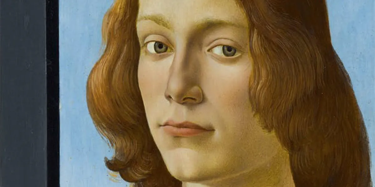 Sandro Botticelli, Portrait of a Young Man holding a Roundel, c. 1470-80, tempera / poplar wood, 58.4 x 39.4 cm. Image © Sotheby's (detail)