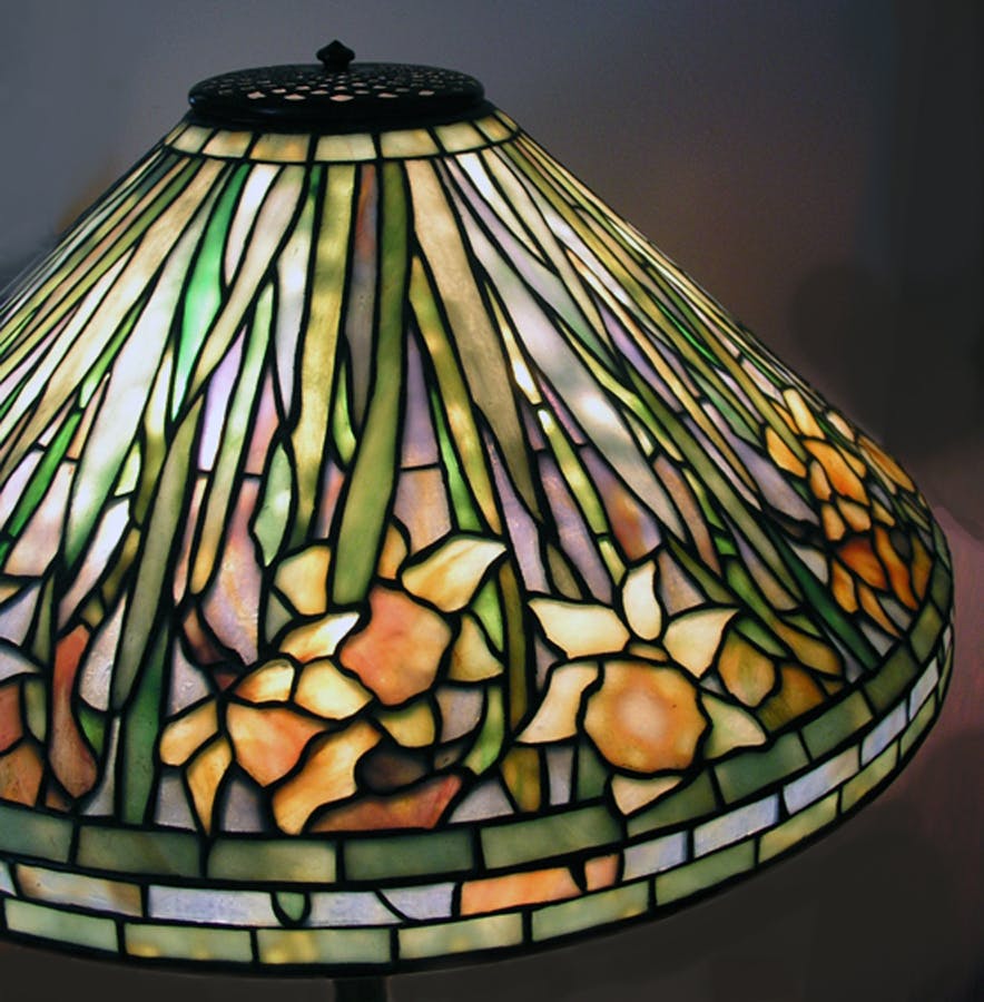  A very fine Tiffany "Daffodil" leaded glass table lamp (shade shown), designed by Clara Driscoll, Louis Comfort Tiffany & Co. head designer, Circa 1899-1920. 