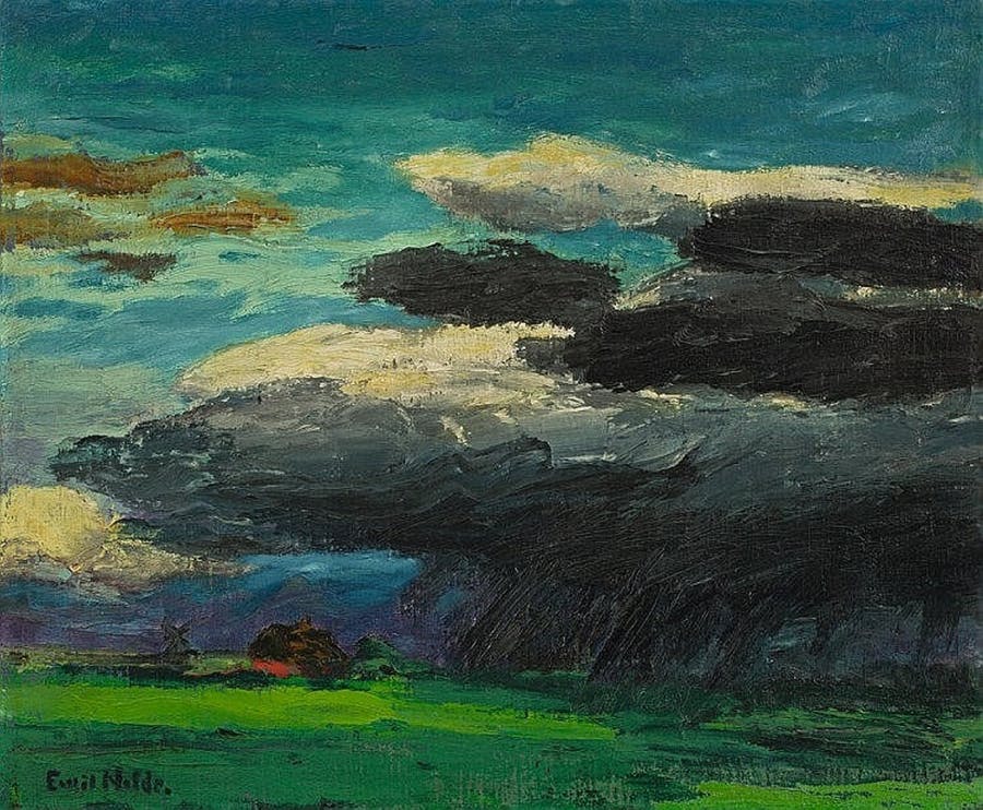 EMIL NOLDE. "Landschaft (mit Regenwolke)" (1925). Imagen vía: Grisebach en Barnebys