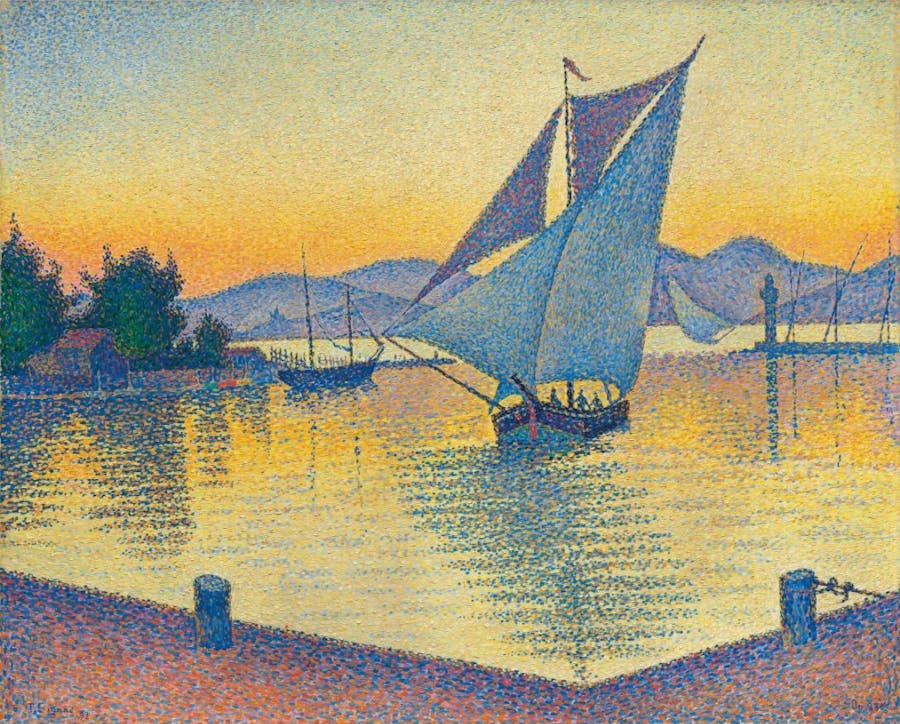 Le Port au soleil couchant, Opus 236 (Saint-Tropez), Paul Signac. 1892, oil on canvas. Image: Christie's